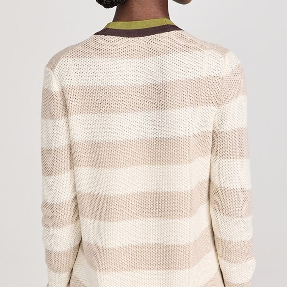 KULE Raven cardigan sinclair stripe sweater varsity polo cotton jumper $298 M - Picture 2 of 11